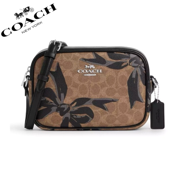 Coach Tan and Black Floral Crossbody Bag - Picture 1 of 8